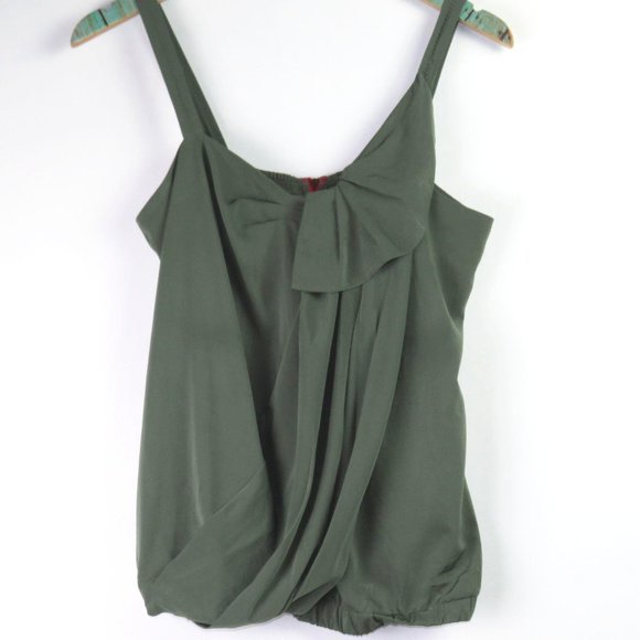 RACHEL Rachel Roy Silky Bow Front Olive Tank Top - Picture 1 of 6